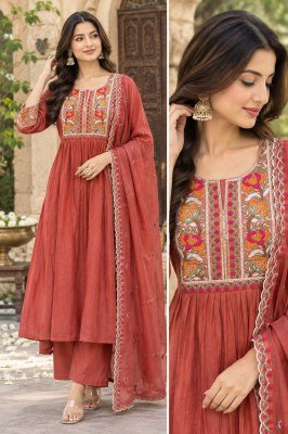 PASHMINA 3-Piece Mul Chanderi Top Elephant Palazzo Dupatta Set Size wise Combo Set