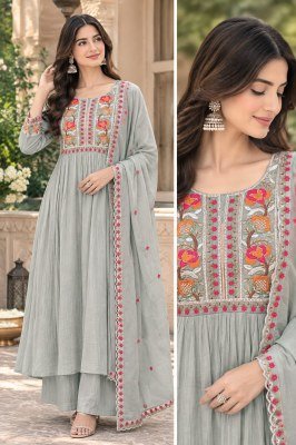 PASHMINA 3-Piece Mul Chanderi Top Elephant Palazzo Dupatta Set Size wise Combo Set