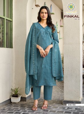 PASSION TREE PINKAL Vol-1  Roman Shimmer Kurti Pant Dupatta Set kurti pant with dupatta Catalogs