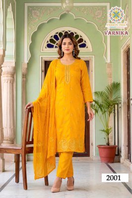 PASSION TREE VARNIKA Vol-2 Glass Roman Silk 3-Piece Suit Set kurti pant with dupatta Catalogs