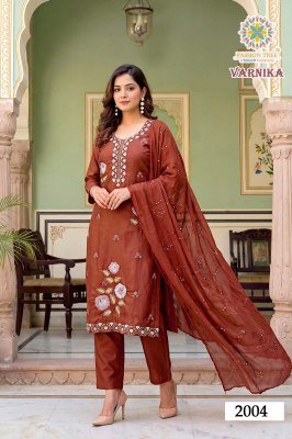 PASSION TREE VARNIKA Vol-2 Glass Roman Silk 3-Piece Suit Set kurti pant with dupatta Catalogs