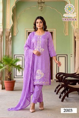 PASSION TREE VARNIKA Vol-2 Glass Roman Silk 3-Piece Suit Set kurti pant with dupatta Catalogs