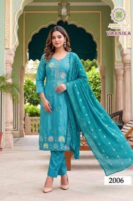 PASSION TREE VARNIKA Vol-2 Glass Roman Silk 3-Piece Suit Set kurti pant with dupatta Catalogs