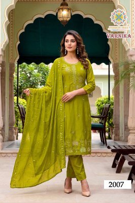 PASSION TREE VARNIKA Vol-2 Glass Roman Silk 3-Piece Suit Set kurti pant with dupatta Catalogs