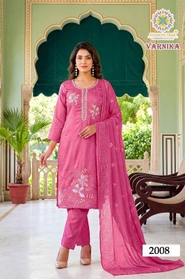 PASSION TREE VARNIKA Vol-2 Glass Roman Silk 3-Piece Suit Set kurti pant with dupatta Catalogs