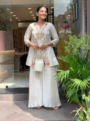 PC Misa Silk Kurta Palazzo Set with Embroidery Work Fancy Palazzo suit catalogue