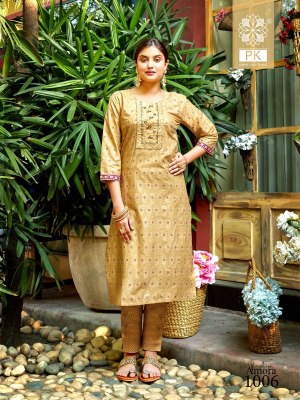 PK fashion amora vol 1 pure cotton printed with embroidered kurti with pant catalog at wholesale rate kurtis catalogs