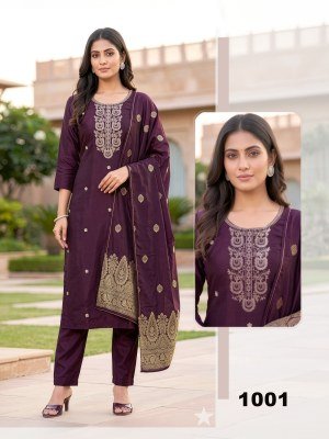 PRITEE D.No 1001-1006 Roman Silk Dori Work Kurti Set with Inner kurti pant with dupatta Catalogs
