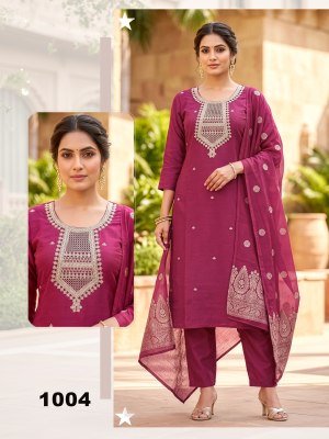PRITEE D.No 1001-1006 Roman Silk Dori Work Kurti Set with Inner kurti pant with dupatta Catalogs