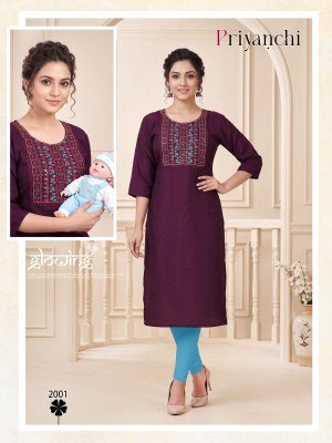 PRIYANCHI Vol 2  Vertican Plain Multi Sequence feeding Kurti Set kurtis catalogs