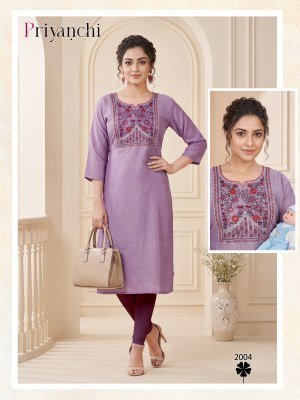 PRIYANCHI Vol 2  Vertican Plain Multi Sequence feeding Kurti Set kurtis catalogs