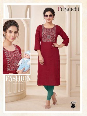 PRIYANCHI Vol 2  Vertican Plain Multi Sequence feeding Kurti Set kurtis catalogs