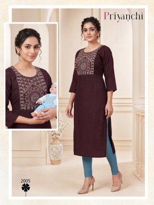 PRIYANCHI Vol 2  Vertican Plain Multi Sequence feeding Kurti Set kurtis catalogs