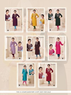 PRIYANCHI Vol 2  Vertican Plain Multi Sequence feeding Kurti Set kurtis catalogs