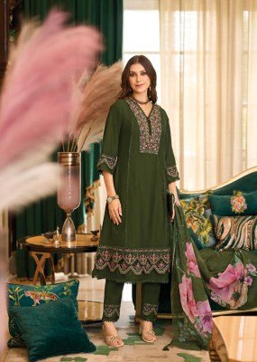 PRM India Amoro Roman Silk A Line Kurti Set with Embroidery, Handwork And Tabby Silk Digital Print Dupatta Wholesale kurtis catalogs