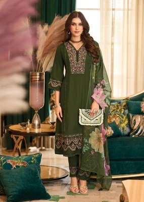 PRM India Amoro Roman Silk A Line Kurti Set with Embroidery, Handwork And Tabby Silk Digital Print Dupatta Wholesale kurtis catalogs