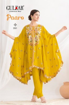 Paaro by Gulzar Freesize Readymade suit Kaftan with Dabka Dori And Sequin Floral Embroidery Premium Chinon Fabric Top And Pant Wholesale product readymade suit catalogs