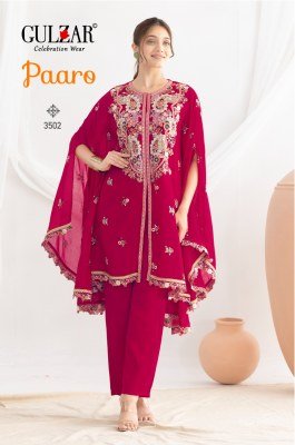 Paaro by Gulzar Freesize Readymade suit Kaftan with Dabka Dori And Sequin Floral Embroidery Premium Chinon Fabric Top And Pant Wholesale product readymade suit catalogs