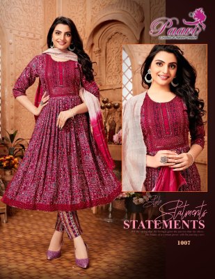 Paavi by Vanya 3 reyon capsul print nyra cut kurti pant and dupatta catalogue at wholesale price readymade suit catalogs