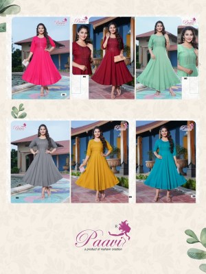Paavis by kajal plain reyon seroski umbrella kurti catalog at wholesale price kurtis catalogs