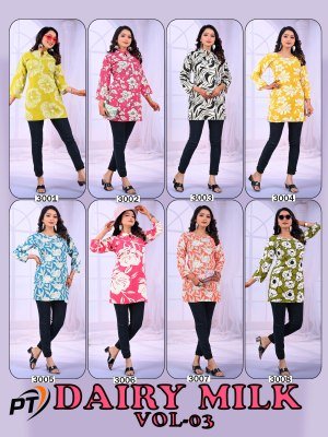 Padmavati Textiles  Dairy Milk Vol 3 Stylish Rayon ODP Printed Short Top for Women Wholesale kurtis catalogs