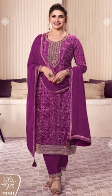 Pahal 4 by Vinay Kuleesh Prented chinon embroidered dress material catalogue at low price salwar kameez catalogs