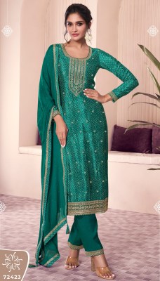 Pahal 4 by Vinay Kuleesh Prented chinon embroidered dress material catalogue at low price salwar kameez catalogs