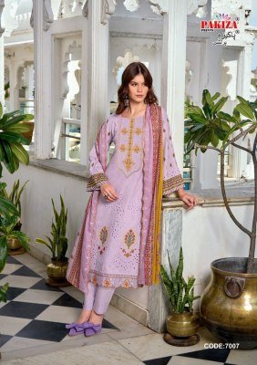 Pakiza Prints Dilkash Vol 7 Lawn Cotton Embroidered Suit Material And Dupatta Work Wholesale Amavi