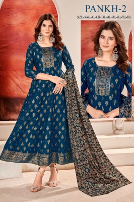Pankh 2 heavy reyon with multi gold printed kurti with dupatta catalogue at wholesale price kurtis catalogs