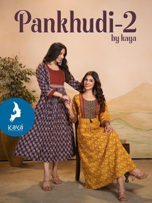 Pankhudi 2 by Kaya Super quality Cotton Dhabu Gamthi printed  long kurti catalogue at affordable rate kurtis catalogs