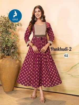 Pankhudi 2 by Kaya Super quality Cotton Dhabu Gamthi printed  long kurti catalogue at affordable rate kurtis catalogs