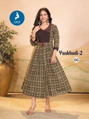 Pankhudi 2 by Kaya Super quality Cotton Dhabu Gamthi printed  long kurti catalogue at affordable rate kurtis catalogs