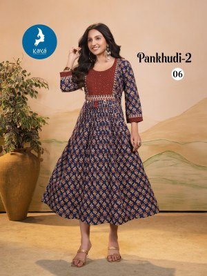 Pankhudi 2 by Kaya Super quality Cotton Dhabu Gamthi printed  long kurti catalogue at affordable rate kurtis catalogs
