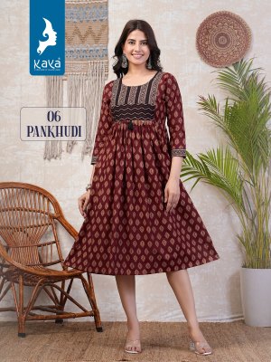 Pankhudi by kaya fancy cotton dhabu gamthi print kurti catalogue at low rate kurtis catalogs