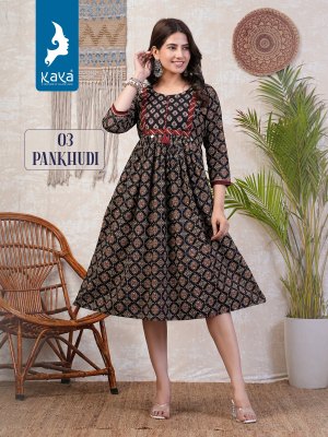 Pankhudi by kaya fancy cotton dhabu gamthi print kurti catalogue at low rate kurtis catalogs