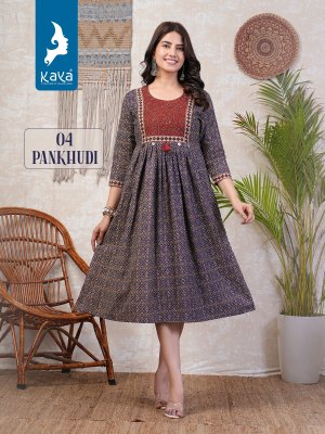 Pankhudi by kaya fancy cotton dhabu gamthi print kurti catalogue at low rate kurtis catalogs