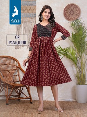 Pankhudi by kaya fancy cotton dhabu gamthi print kurti catalogue at low rate kurtis catalogs