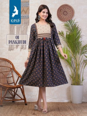 Pankhudi by kaya fancy cotton dhabu gamthi print kurti catalogue at low rate kurtis catalogs
