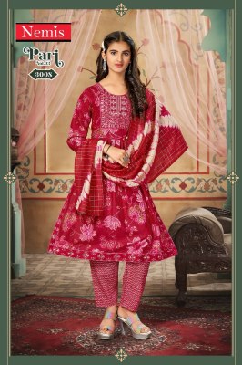 Pari vol 3 by Nemis Capsule Reyon embroidered printed Nayra cut dress material catalogue readymade suit catalogs