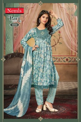 Pari vol 3 by Nemis Capsule Reyon embroidered printed Nayra cut dress material catalogue readymade suit catalogs
