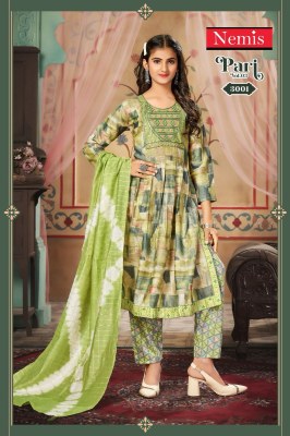 Pari vol 3 by Nemis Capsule Reyon embroidered printed Nayra cut dress material catalogue readymade suit catalogs