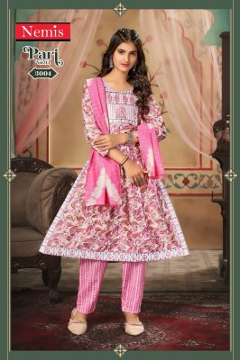 Pari vol 3 by Nemis Capsule Reyon embroidered printed Nayra cut dress material catalogue readymade suit catalogs