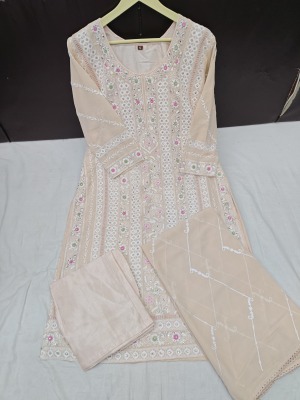 Parian dream by Al fathima faux georgette with embroidered kurti pant and dupatta catalogue at affordable rate readymade suit catalogs