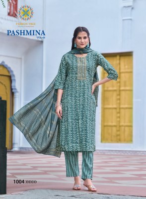 Pashmina vol 1 by Passion tree Modal chanderi foil printed readymade suit catalogue at affordable rate readymade suit catalogs