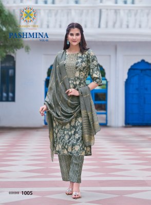 Pashmina vol 1 by Passion tree Modal chanderi foil printed readymade suit catalogue at affordable rate readymade suit catalogs
