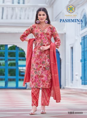 Pashmina vol 1 by Passion tree Modal chanderi foil printed readymade suit catalogue at affordable rate readymade suit catalogs