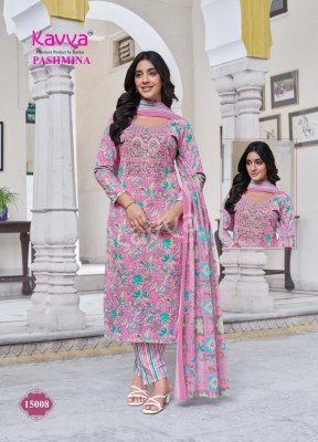 Pashmina vol 15 by Kavya Malasian Cotton embroidered top bottom and dupatta collection in affordable rate readymade suit catalogs