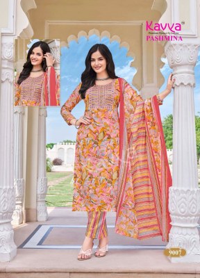 Pashmina vol 9 by Kavya Cotton printed fancy straight cut kurti pant and dupatta catalogue  kurti pant with dupatta Catalogs