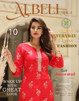 Passion Tree Albeli vol 1 Straight Cut Embroidery Work wholesale Kurti catalogue  Diya Trends