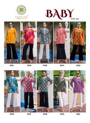 Passion Tree BABY VOL-5 Heavy Rayon Short Tops Foil Print Kurtis kurtis catalogs